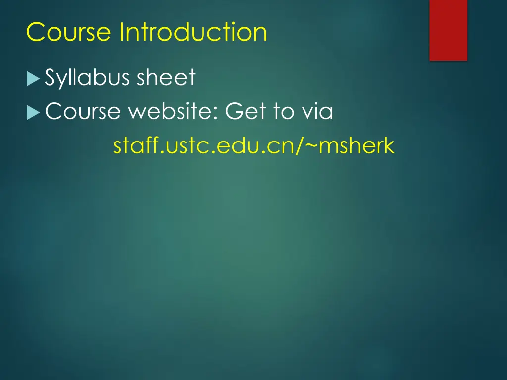 course introduction