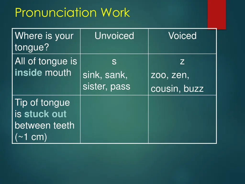 pronunciation work