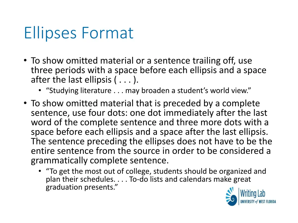 ellipses format