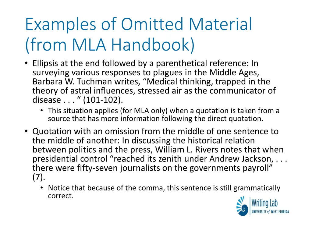 examples of omitted material from mla handbook 1