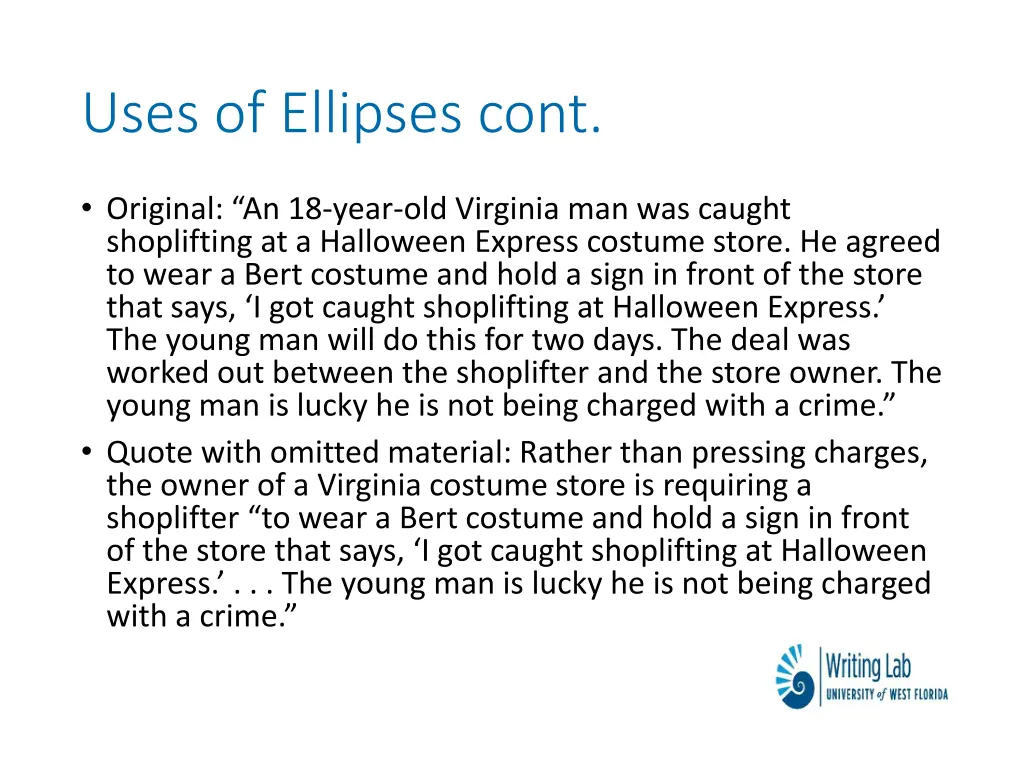 uses of ellipses cont