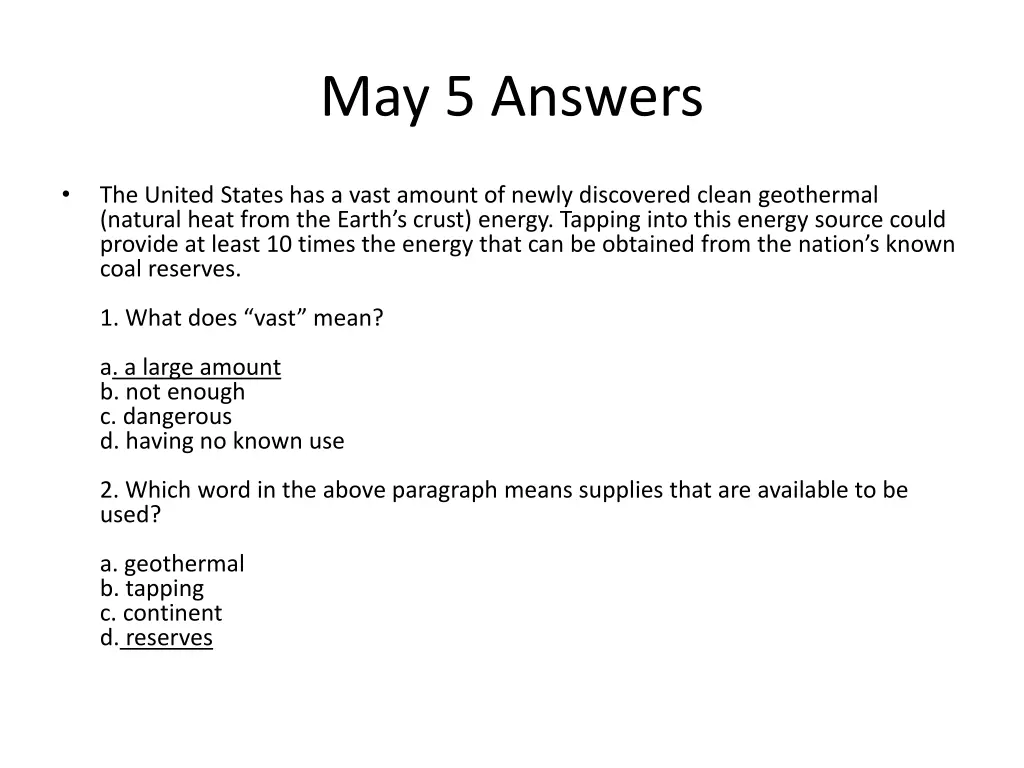 may 5 answers