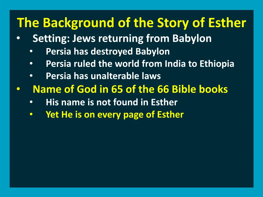 the background of the story of esther setting 6