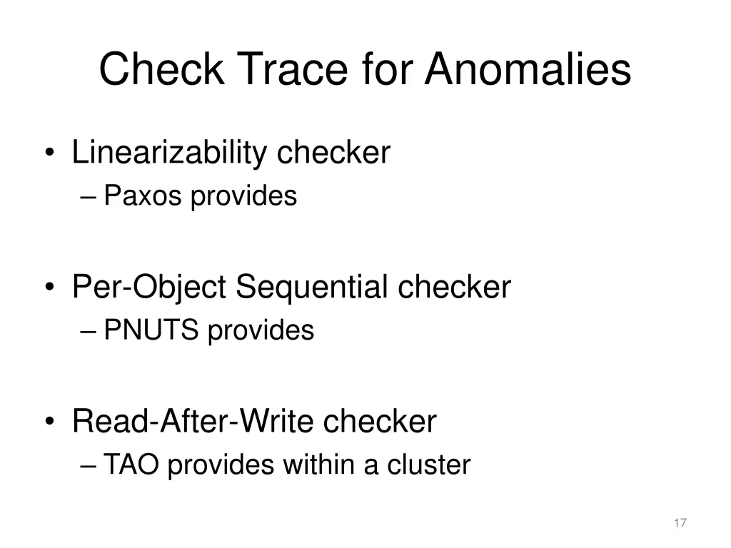 check trace for anomalies