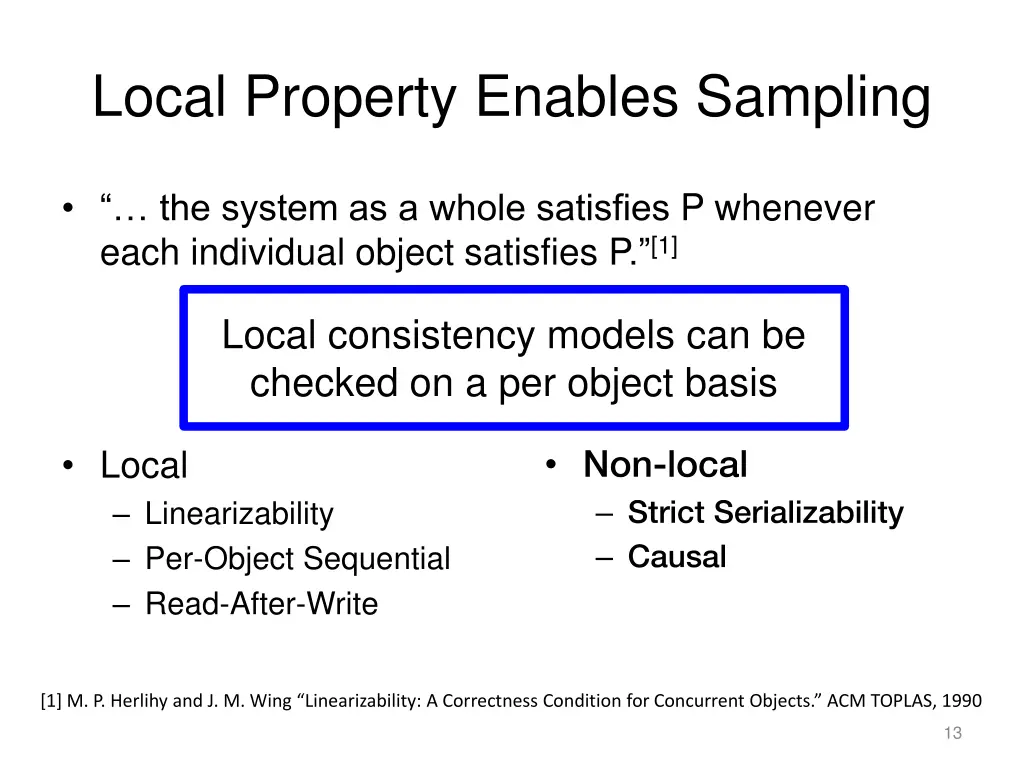 local property enables sampling