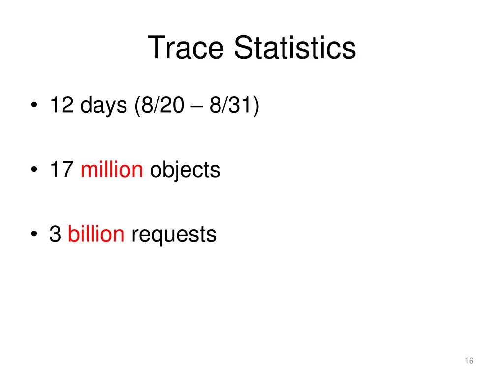 trace statistics