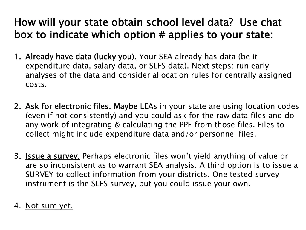 how will your state obtain school level data