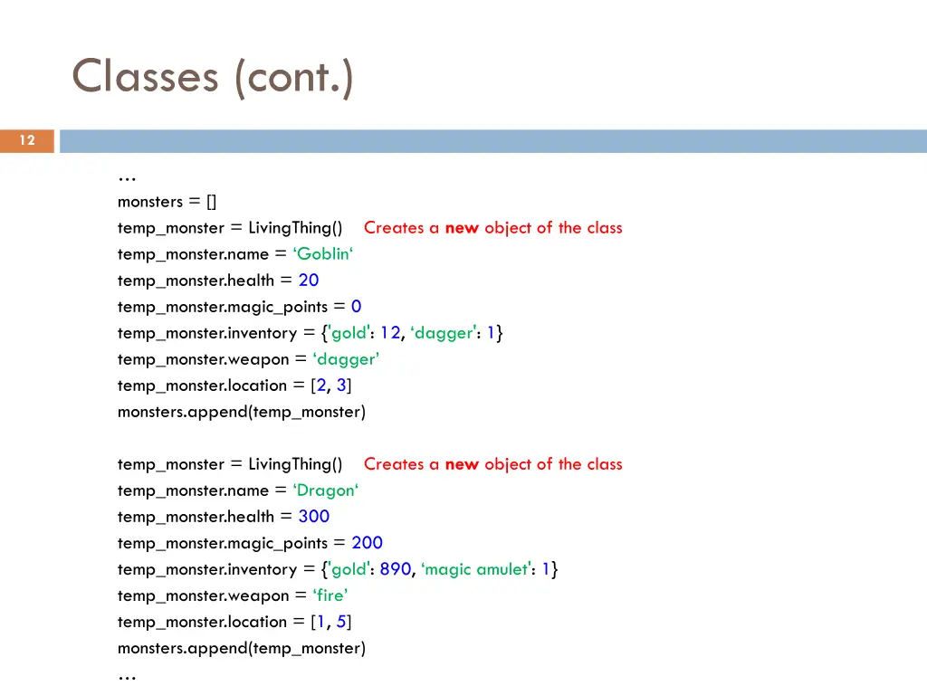 classes cont