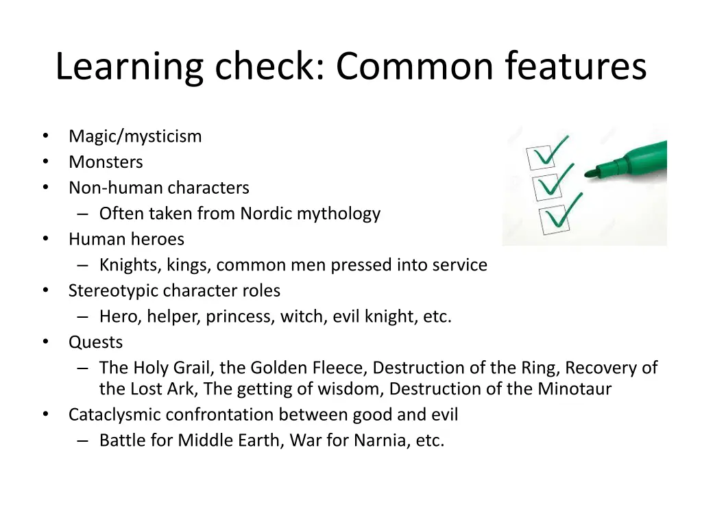 learning check common features