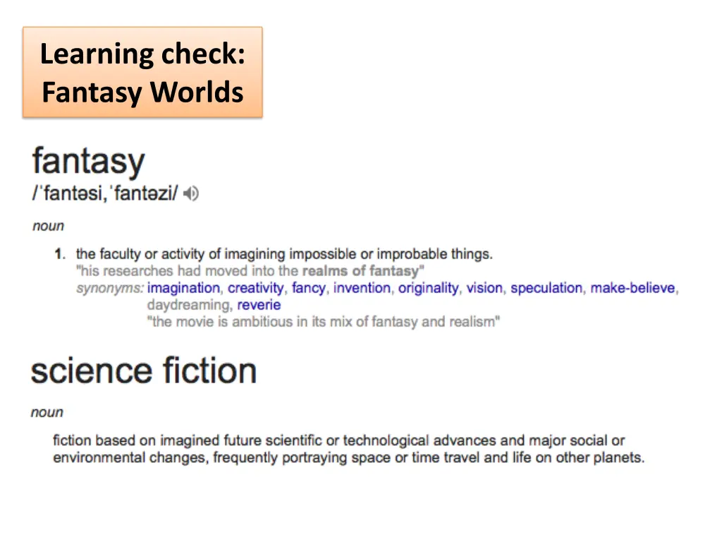 learning check fantasy worlds