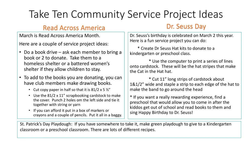 take ten community service project ideas 1