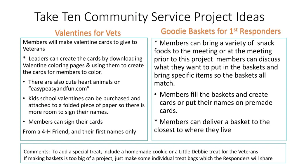 take ten community service project ideas