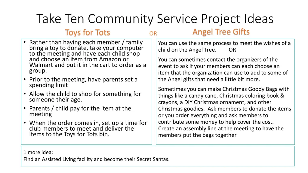 take ten community service project ideas toys