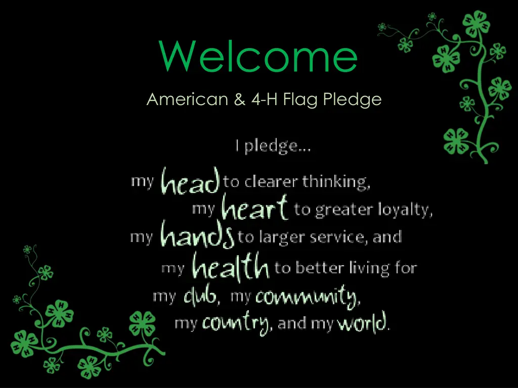 welcome american 4 h flag pledge