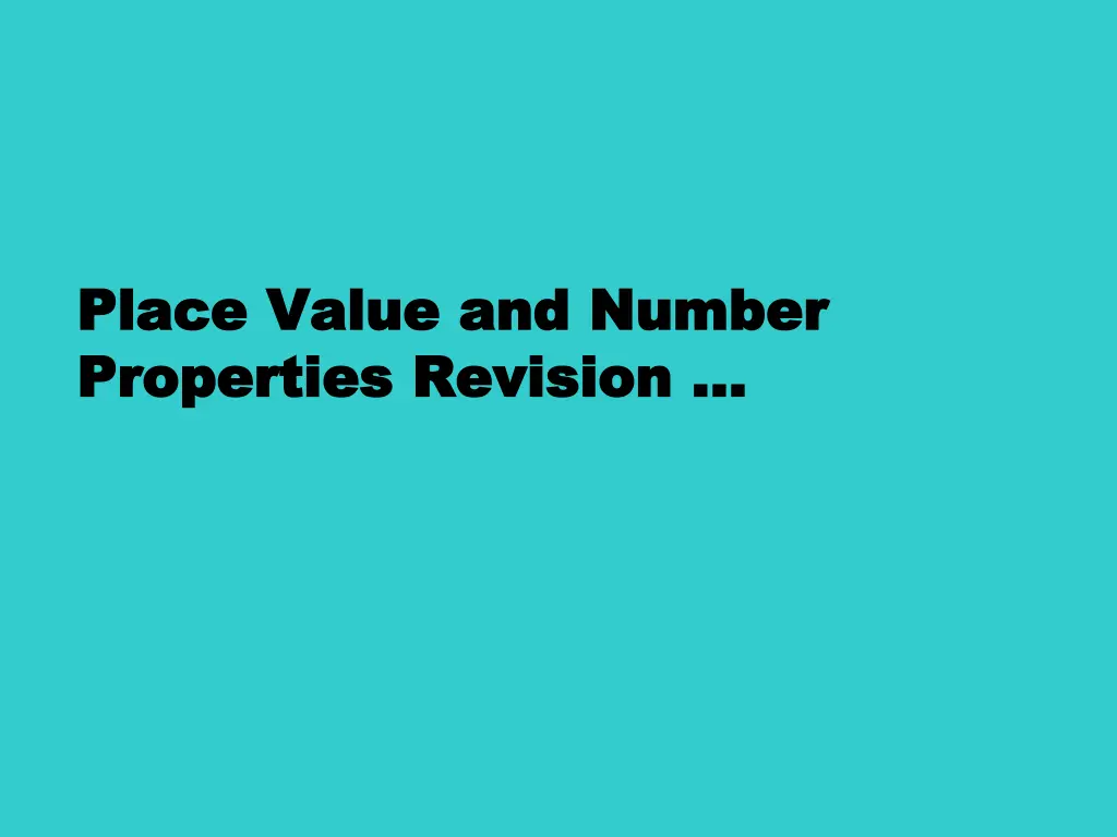 place value and number place value and number