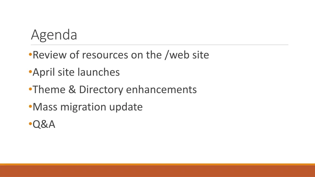 agenda review of resources on the web site april