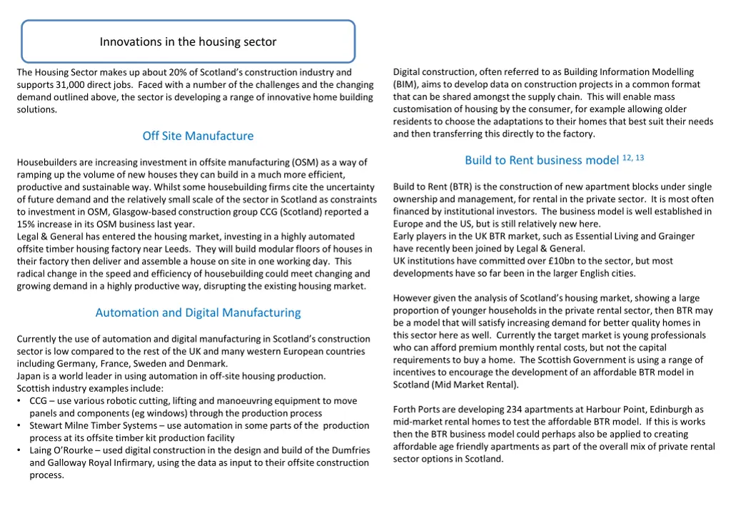 innovations in the housing sector