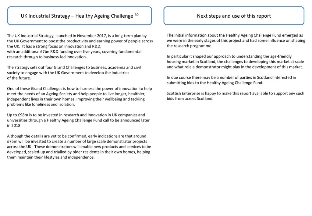 uk industrial strategy healthy ageing challenge 30