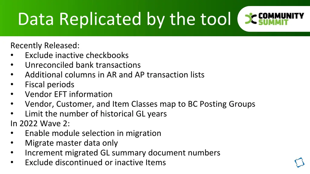 data replicated by the tool 1