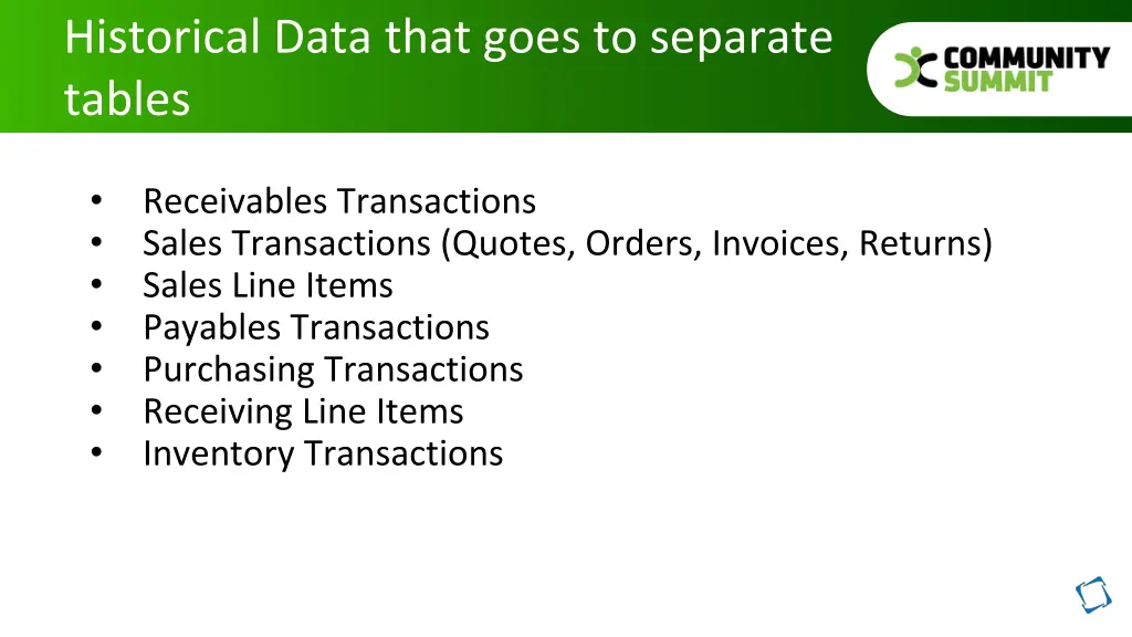 historical data that goes to separate tables