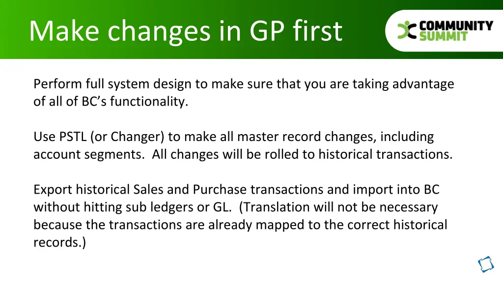 make changes in gp first