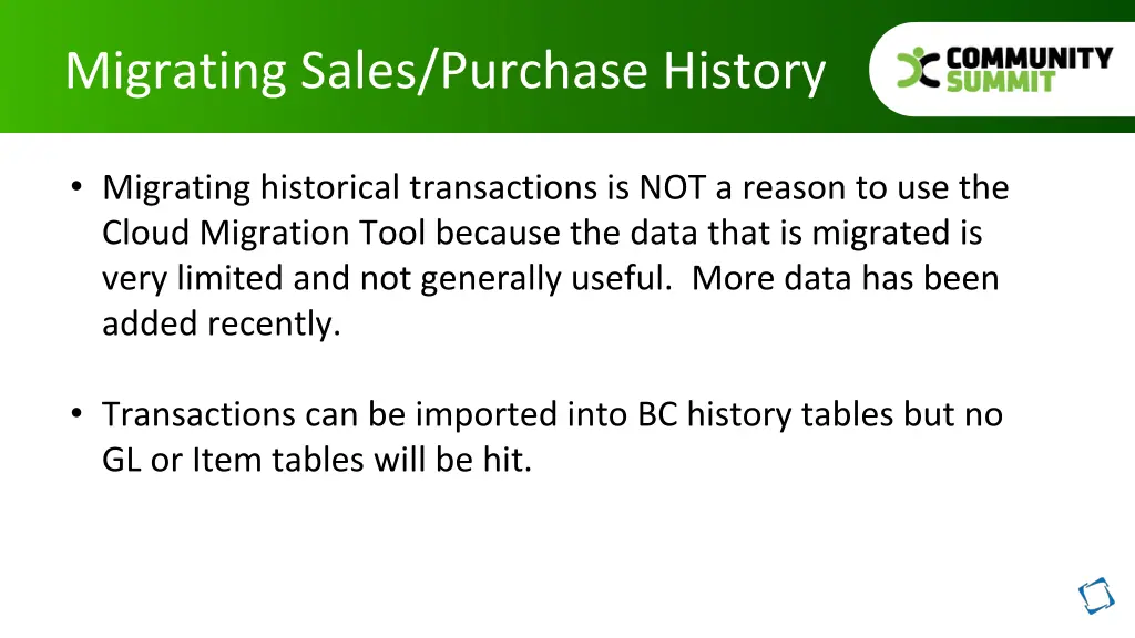 migrating sales purchase history