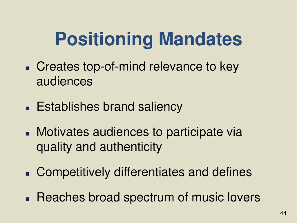 positioning mandates