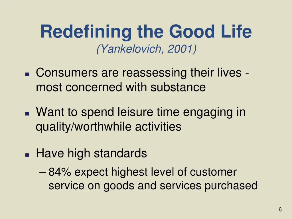 redefining the good life yankelovich 2001