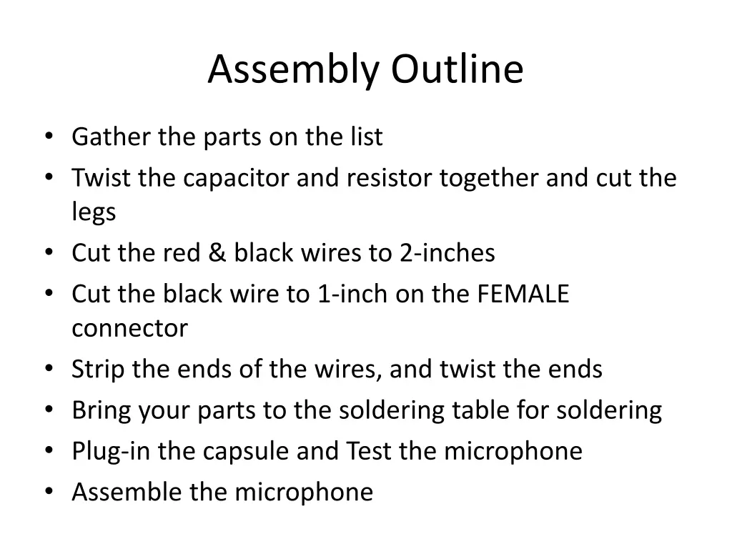 assembly outline