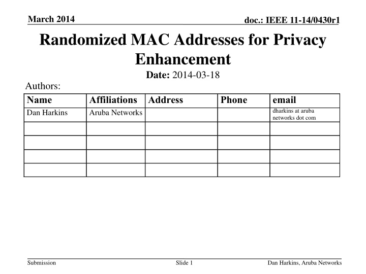 march 2014 randomized mac addresses for privacy