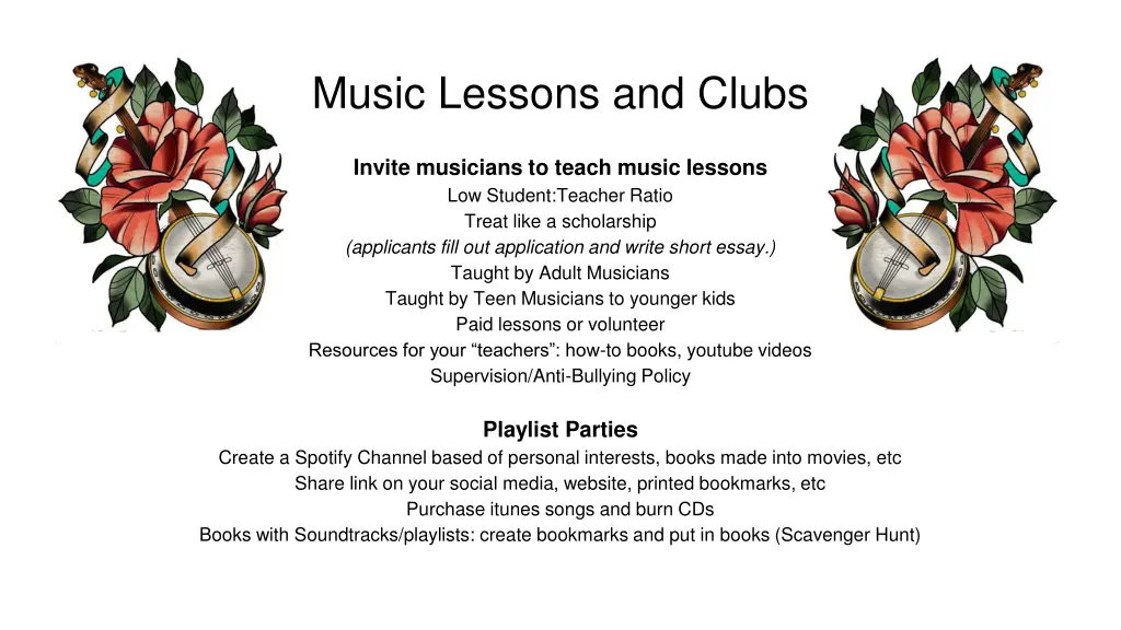 music lessons and clubs