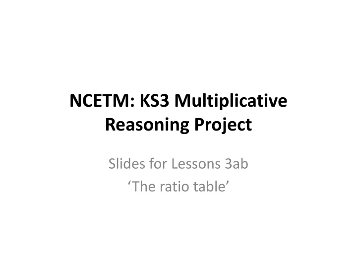 ncetm ks3 multiplicative reasoning project