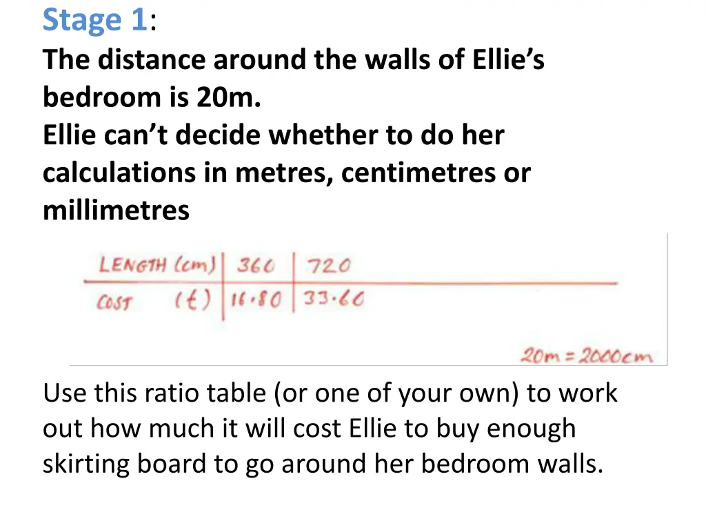 stage 1 the distance around the walls of ellie