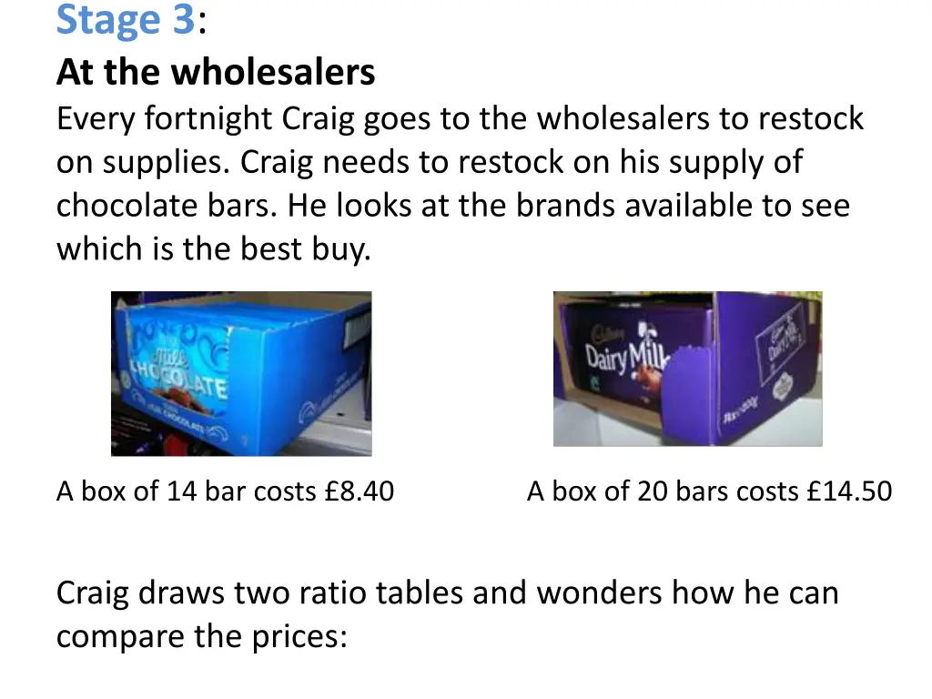 stage 3 at the wholesalers every fortnight craig