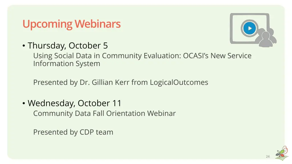 upcoming webinars