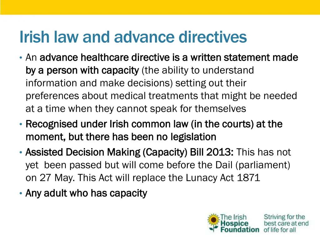 irish law and advance directives an advance