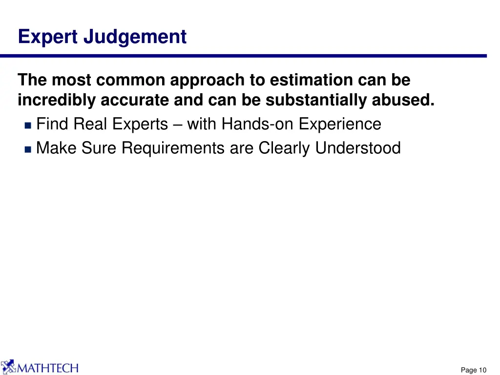 expert judgement