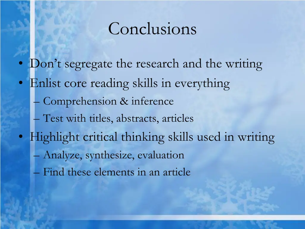 conclusions