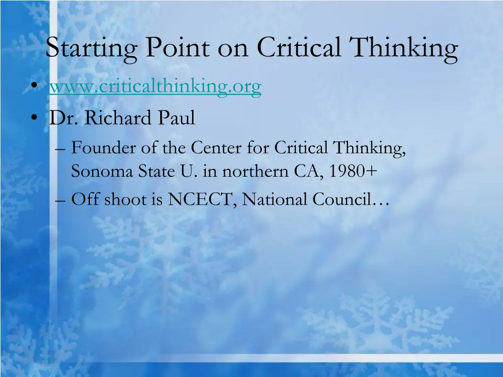 starting point on critical thinking