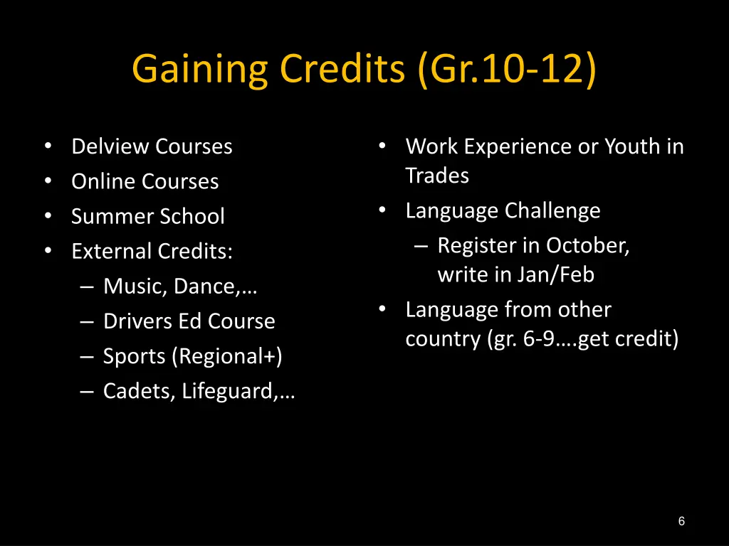 gaining credits gr 10 12