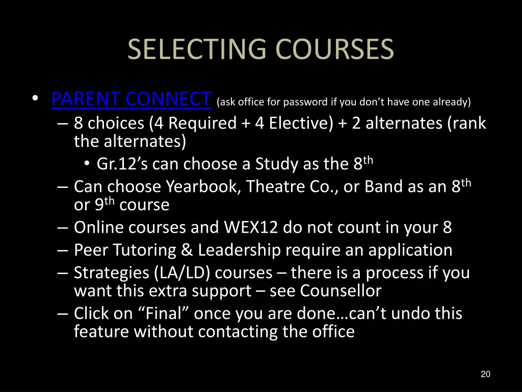 selecting courses