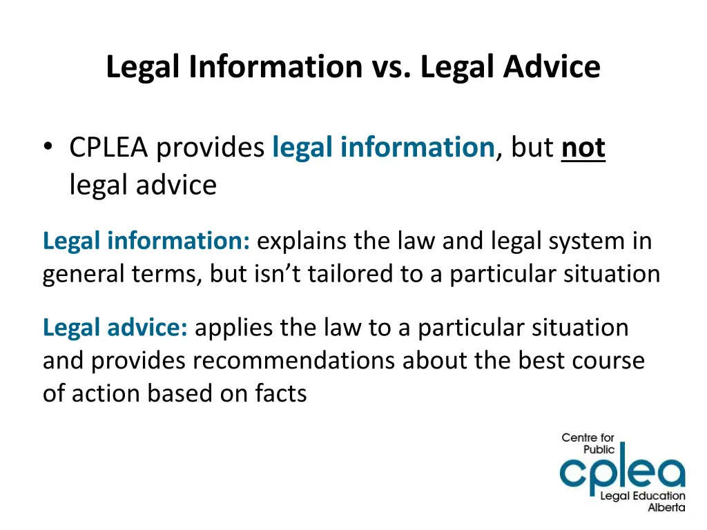 legal information vs legal advice