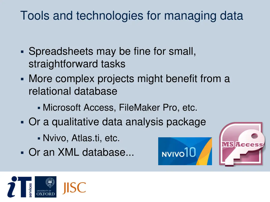 tools and technologies for managing data