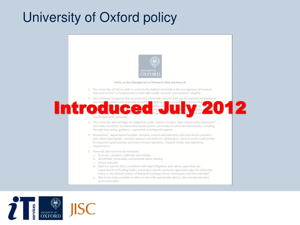 university of oxford policy