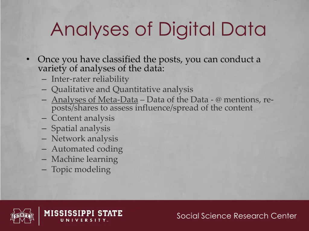 analyses of digital data