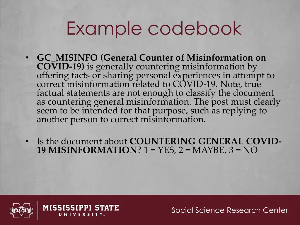 example codebook 1