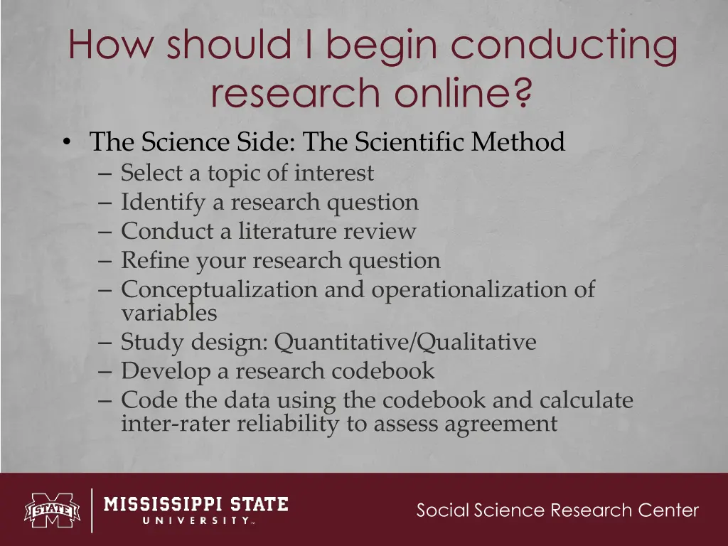 how should i begin conducting research online