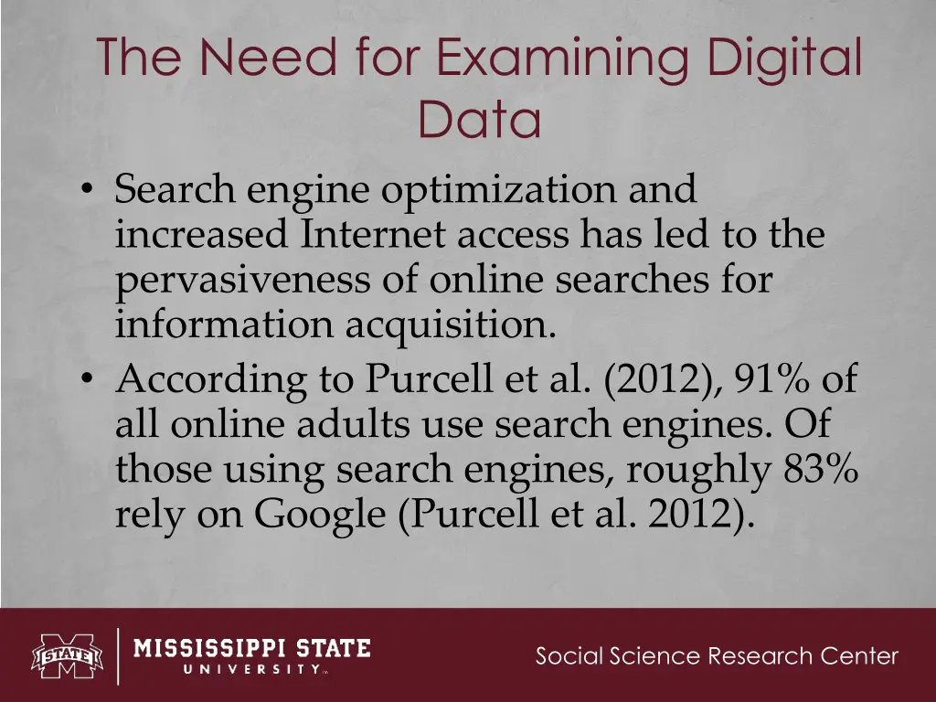 the need for examining digital data search engine