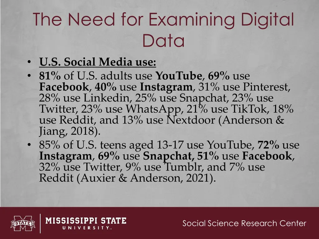 the need for examining digital data u s social