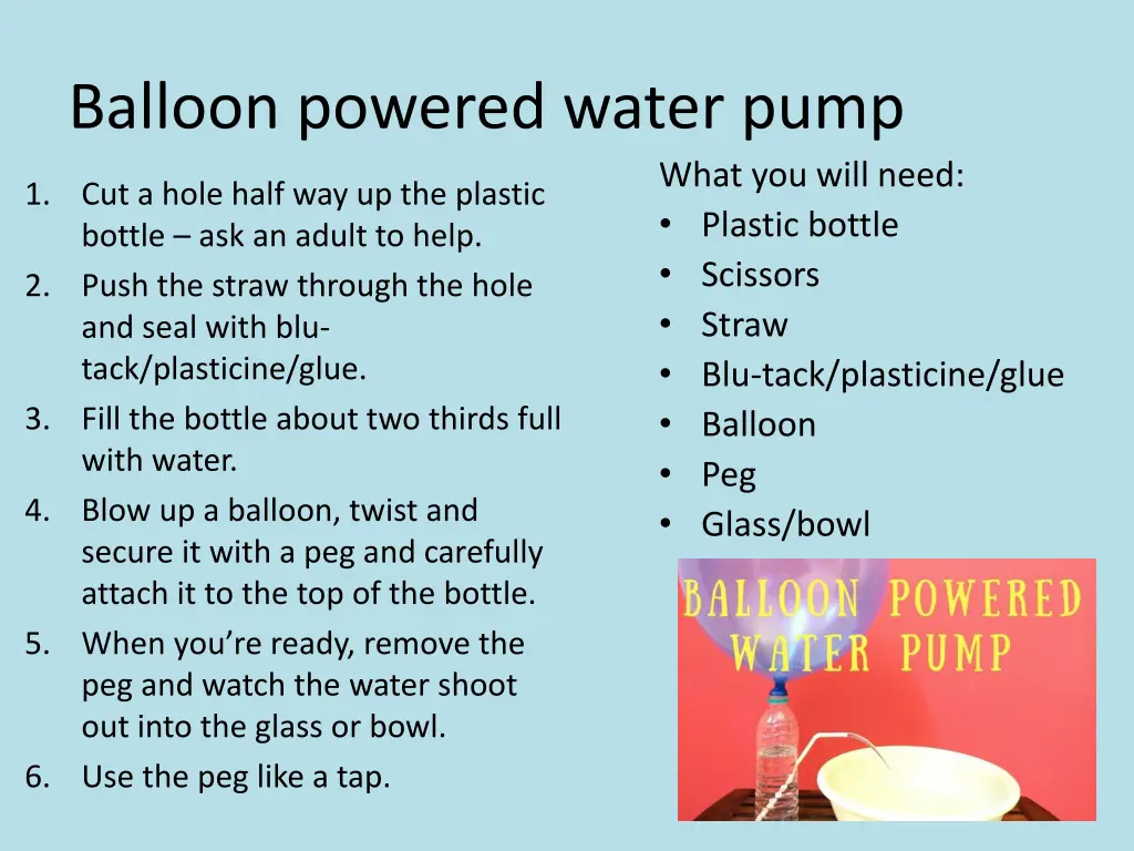 balloon powered water pump